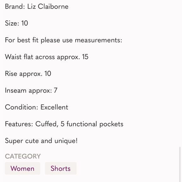 Liz Claiborne Size 10 Cuffed Shorts - Picture 6 of 6